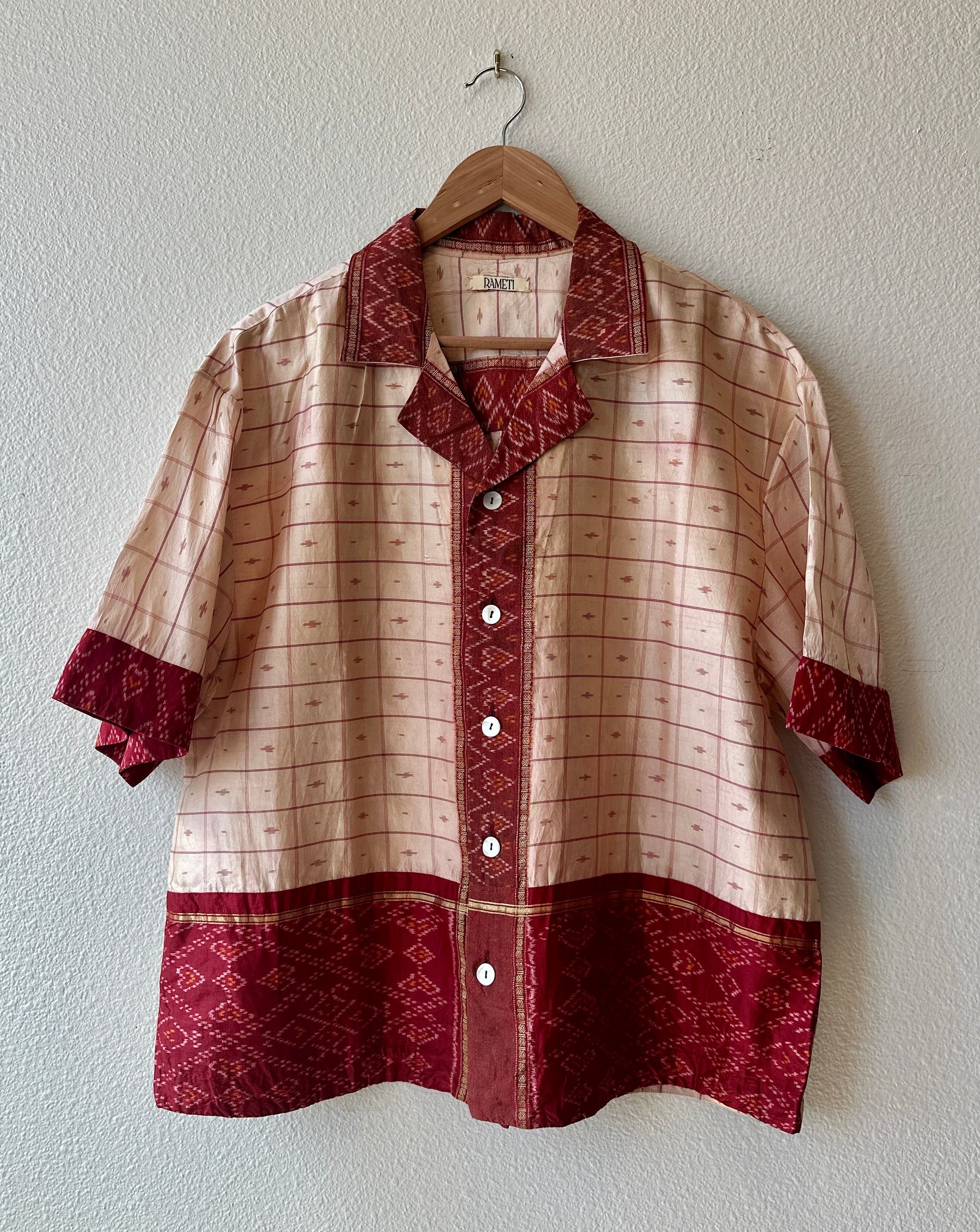 Unique Handcrafted Shirt from Vintage Ikat Sari - Rameti