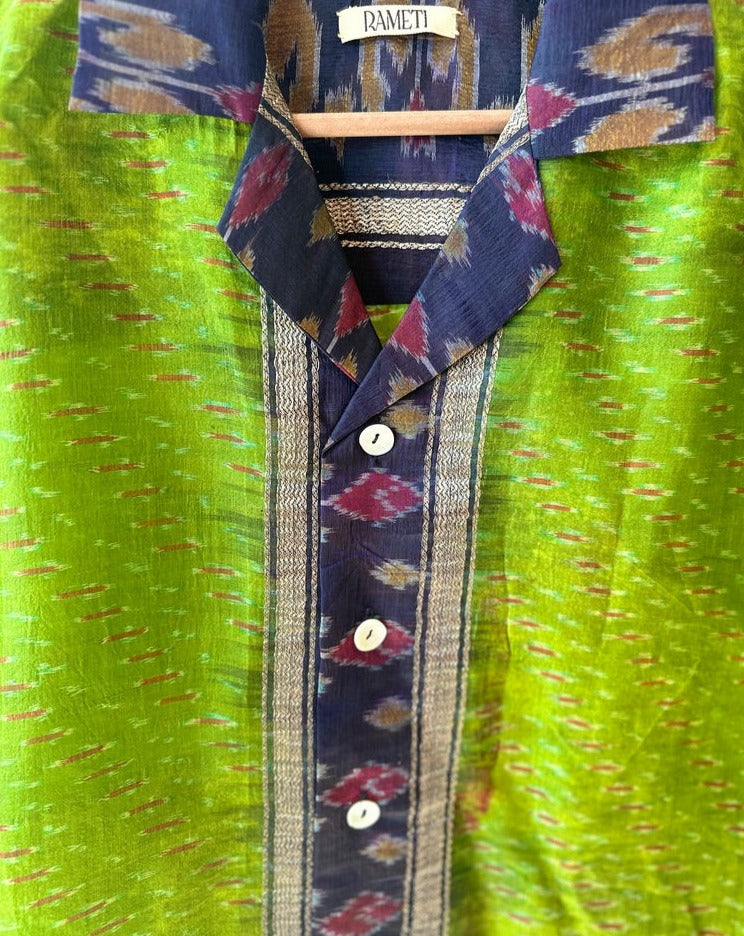 Unique Handcrafted Shirt from Vintage Ikat Sari - Rameti