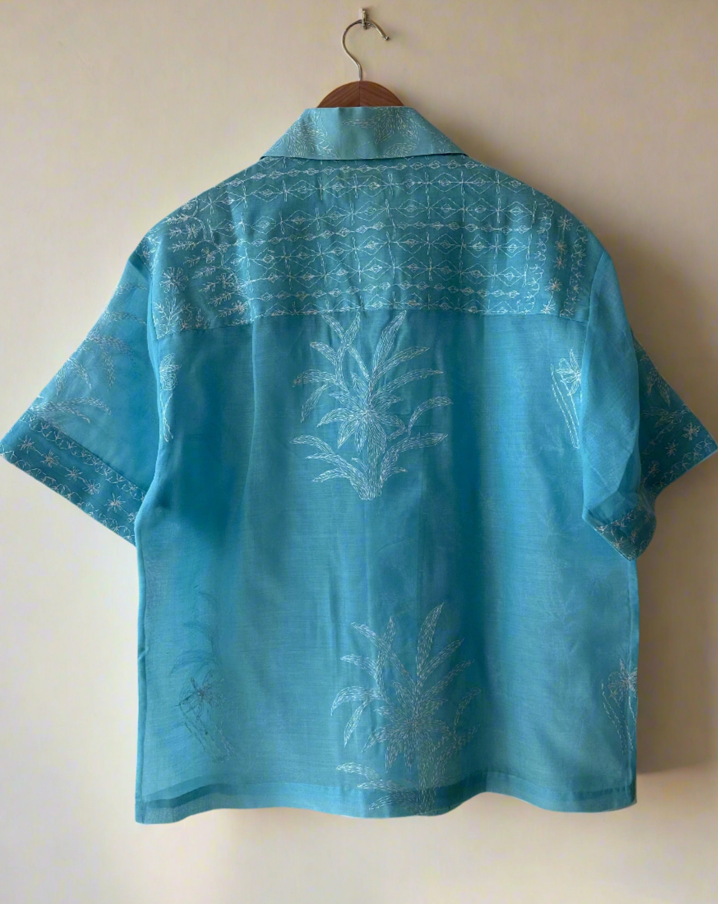 Elegant Handcrafted Shirt from Chikan Kari Sari S/M - Rameti