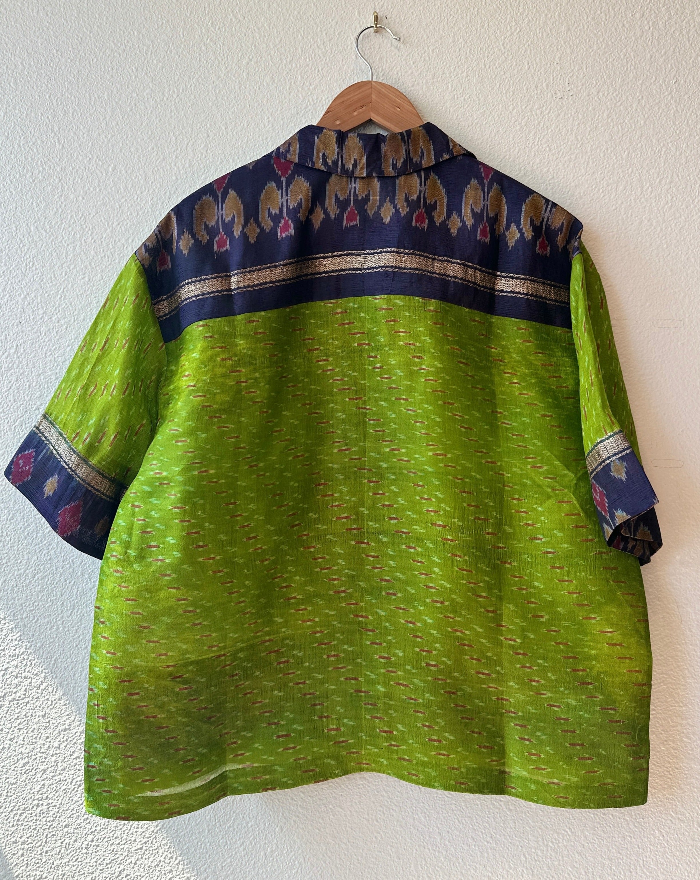 Unique Handcrafted Shirt from Vintage Ikat Sari - Rameti