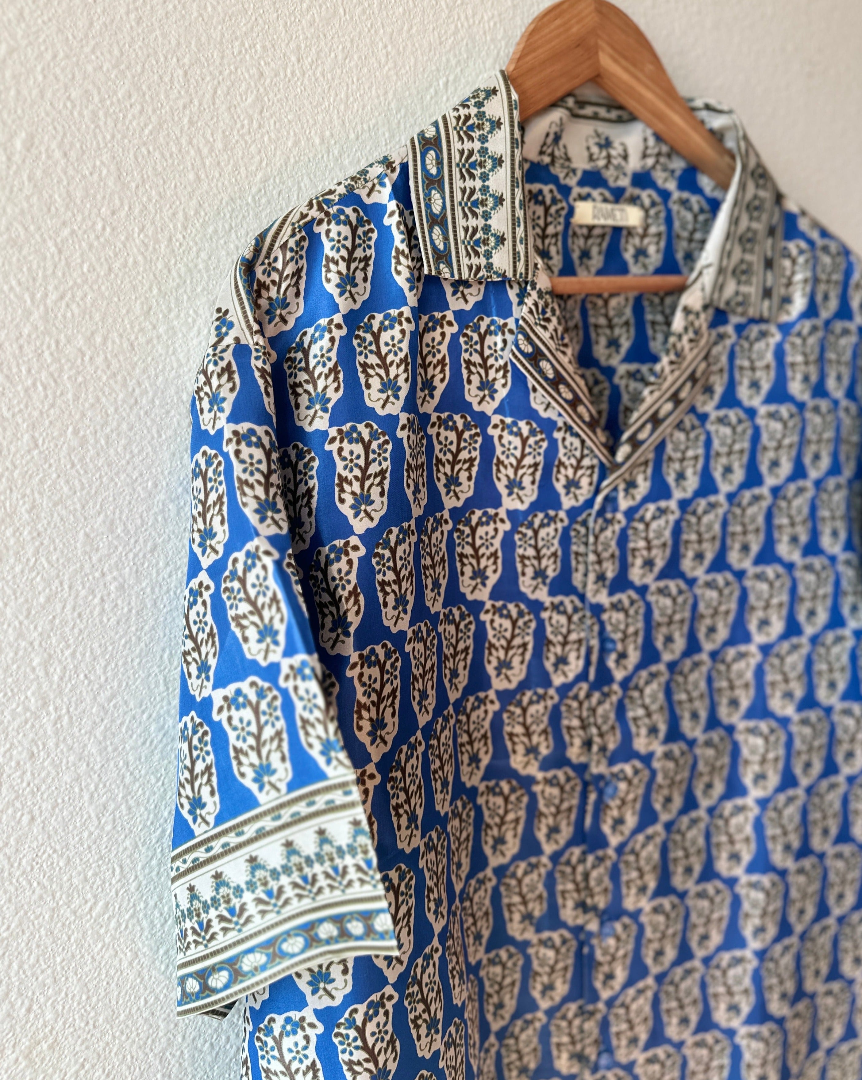 Unique Handcrafted Shirt from Vintage Block Print Sari - Rameti