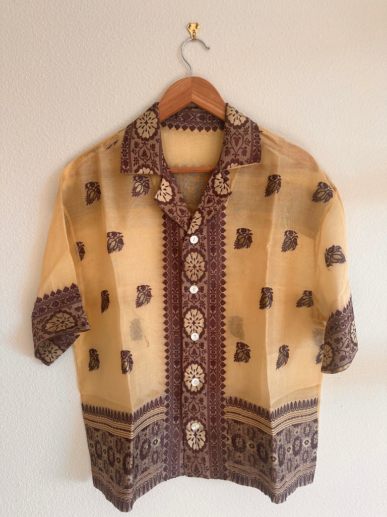 Jacquard purple short sleeve shirt M/L - Rameti