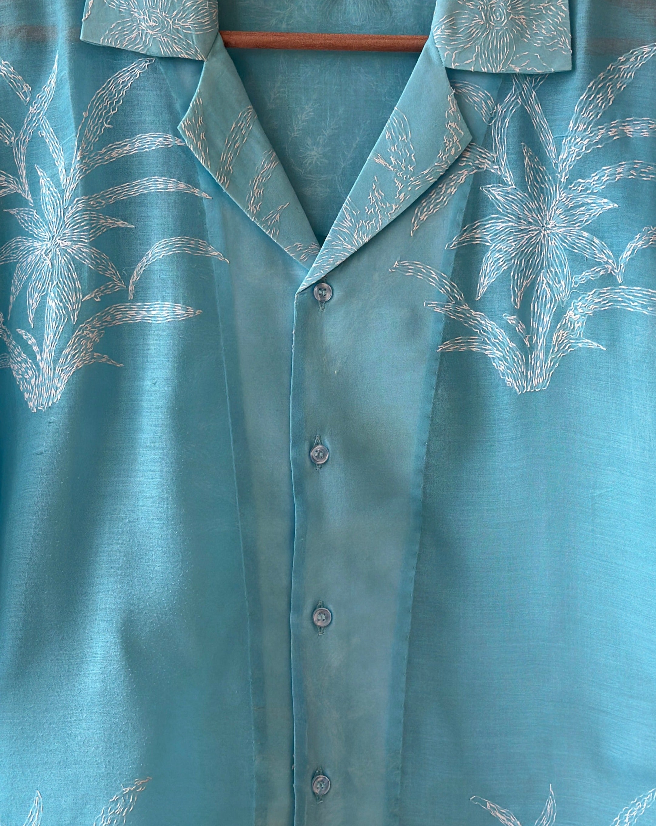 Chikankari cotton short sleeve shirt S/M - Rameti