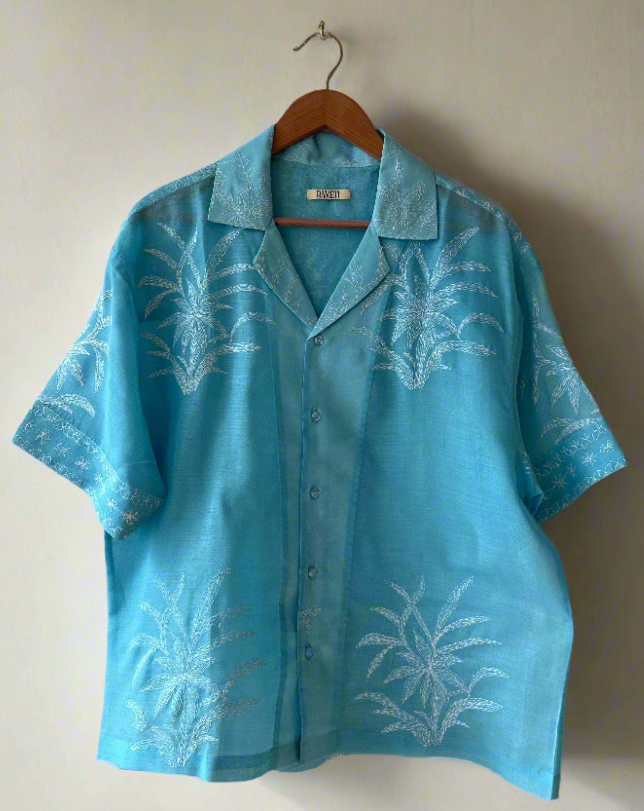 Chikankari cotton short sleeve shirt S/M - Rameti