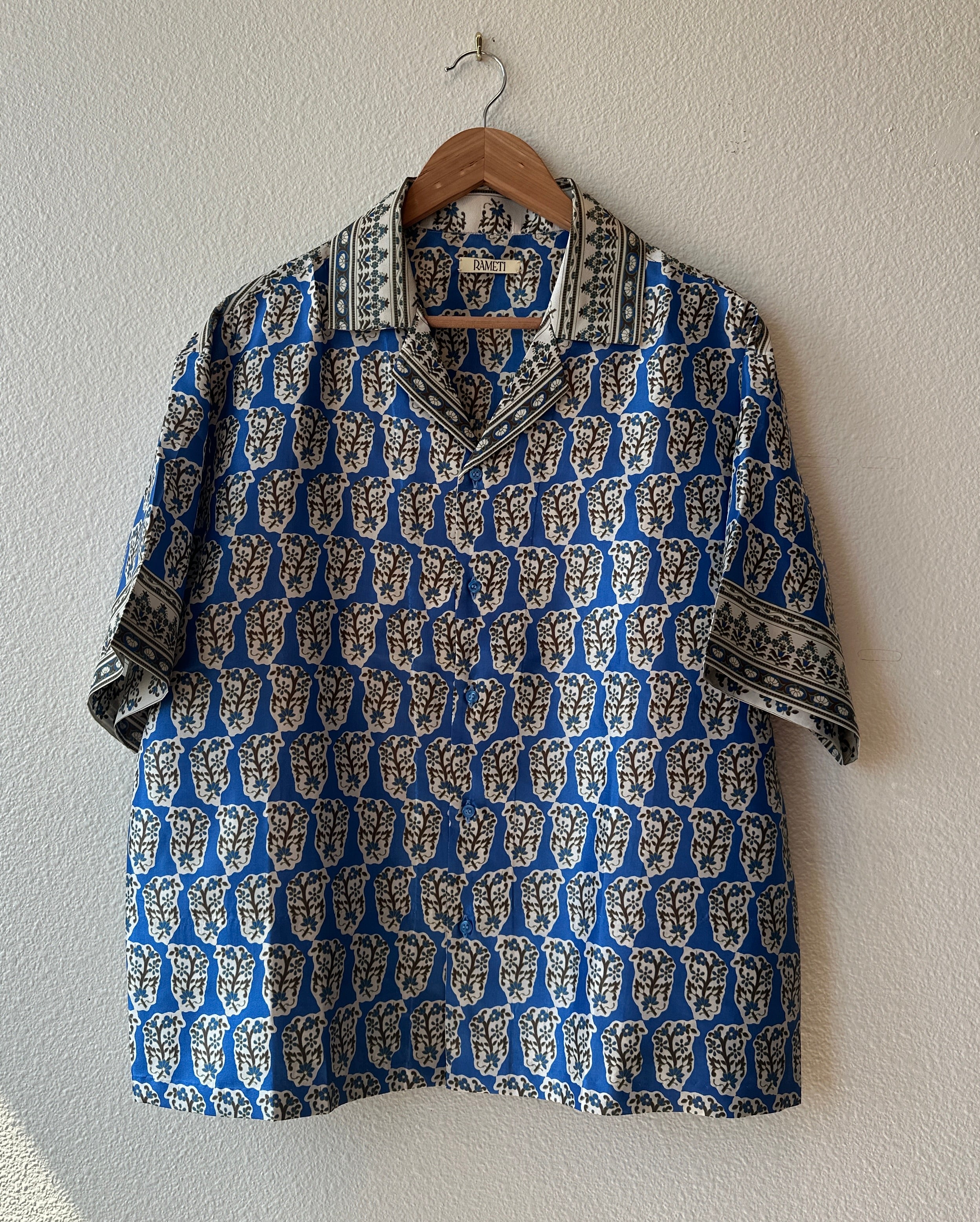 Unique Handcrafted Shirt from Vintage Block Print Sari - Rameti
