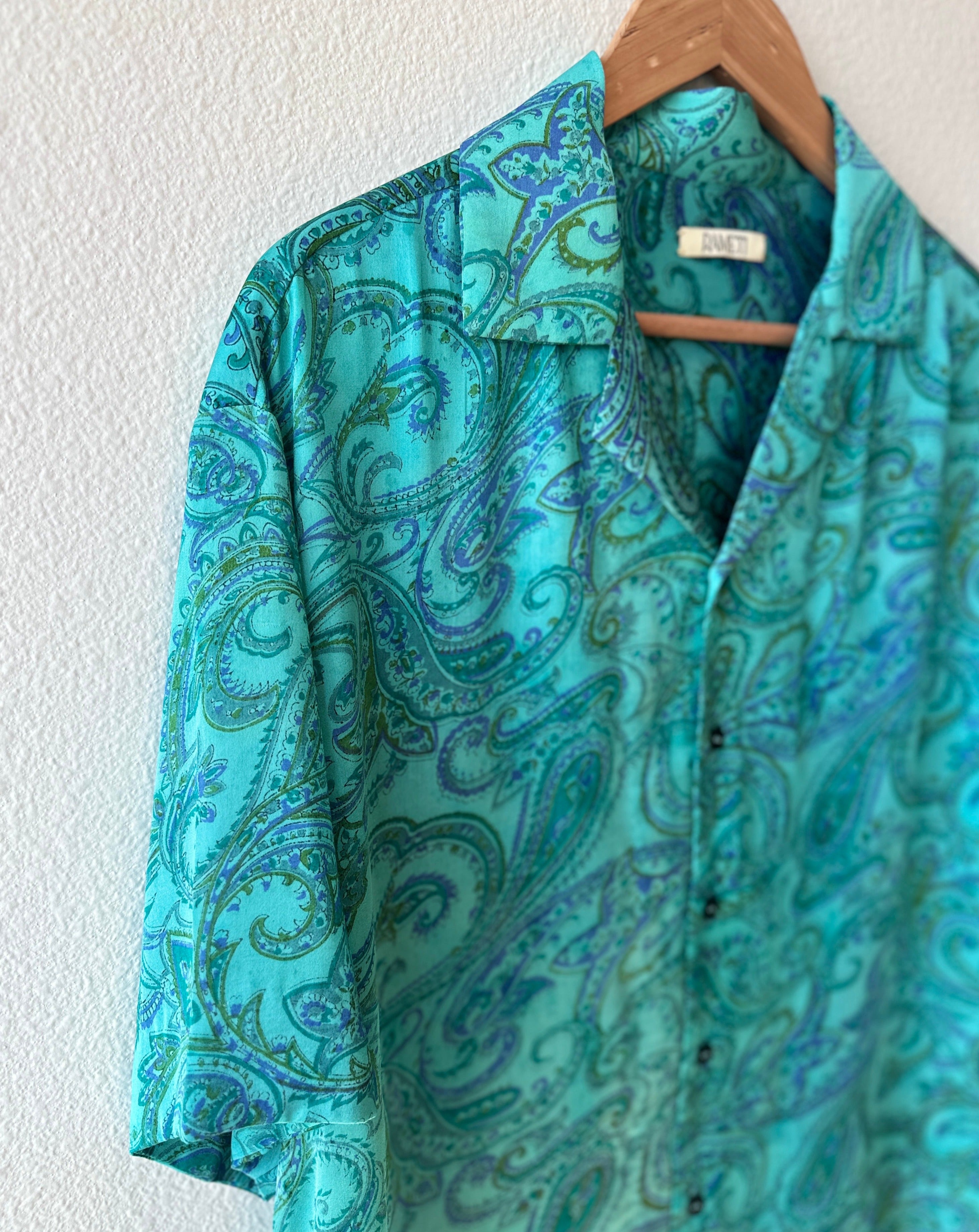 Unique Handcrafted Shirt from Vintage crepe Paisley Sari - Rameti