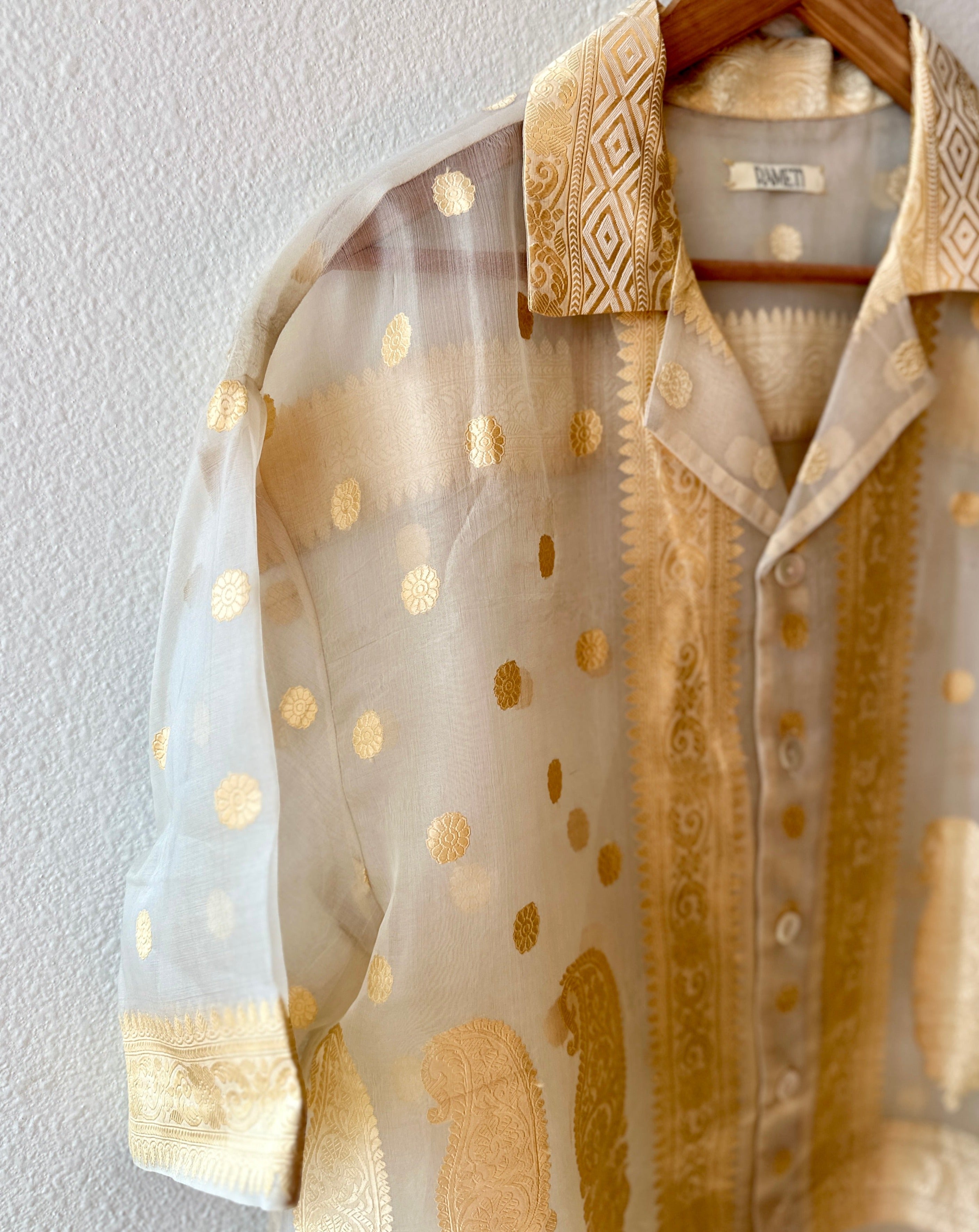 Unique Handcrafted Shirt from Vintage Banarasi Sari - Rameti