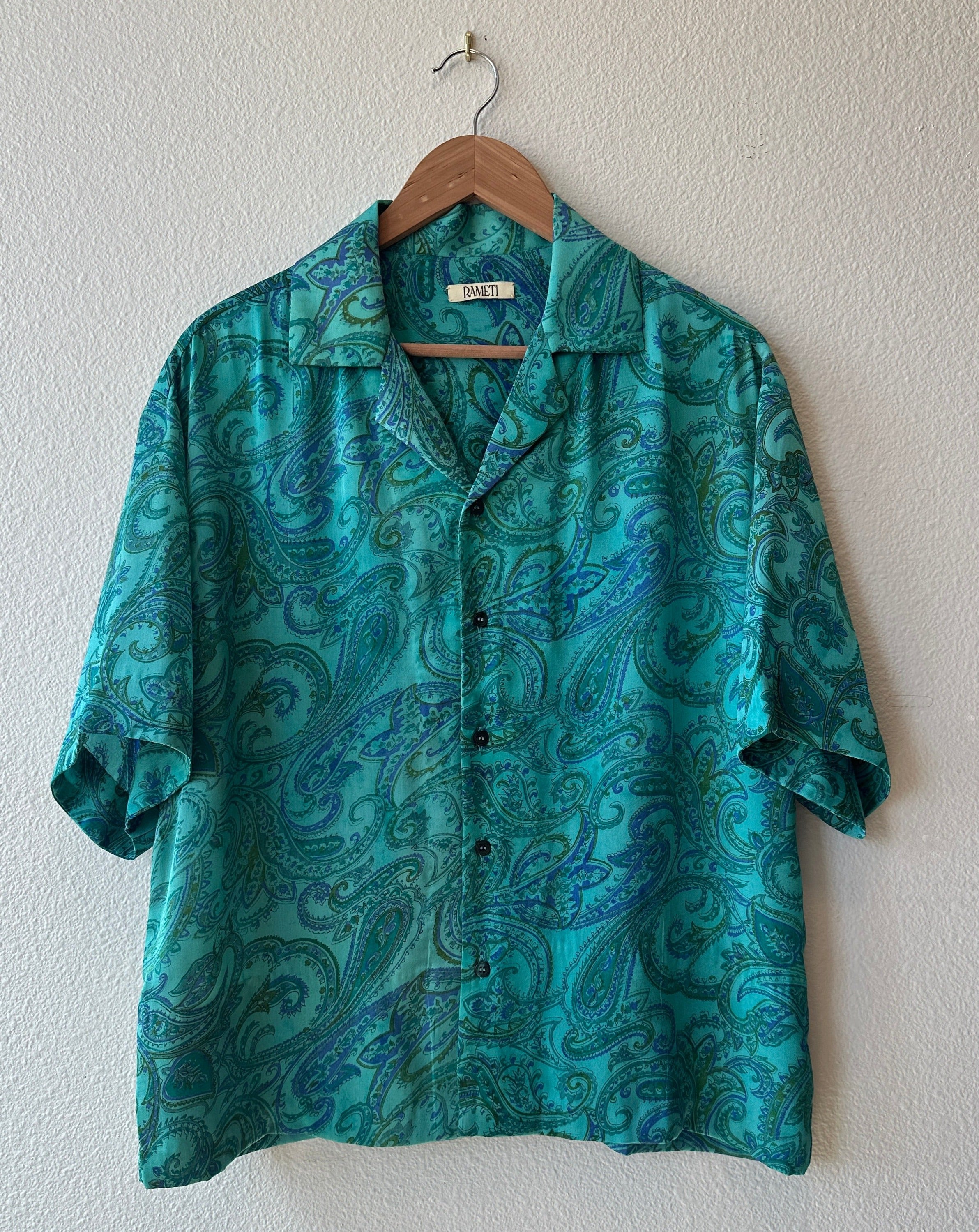 Unique Handcrafted Shirt from Vintage crepe Paisley Sari - Rameti