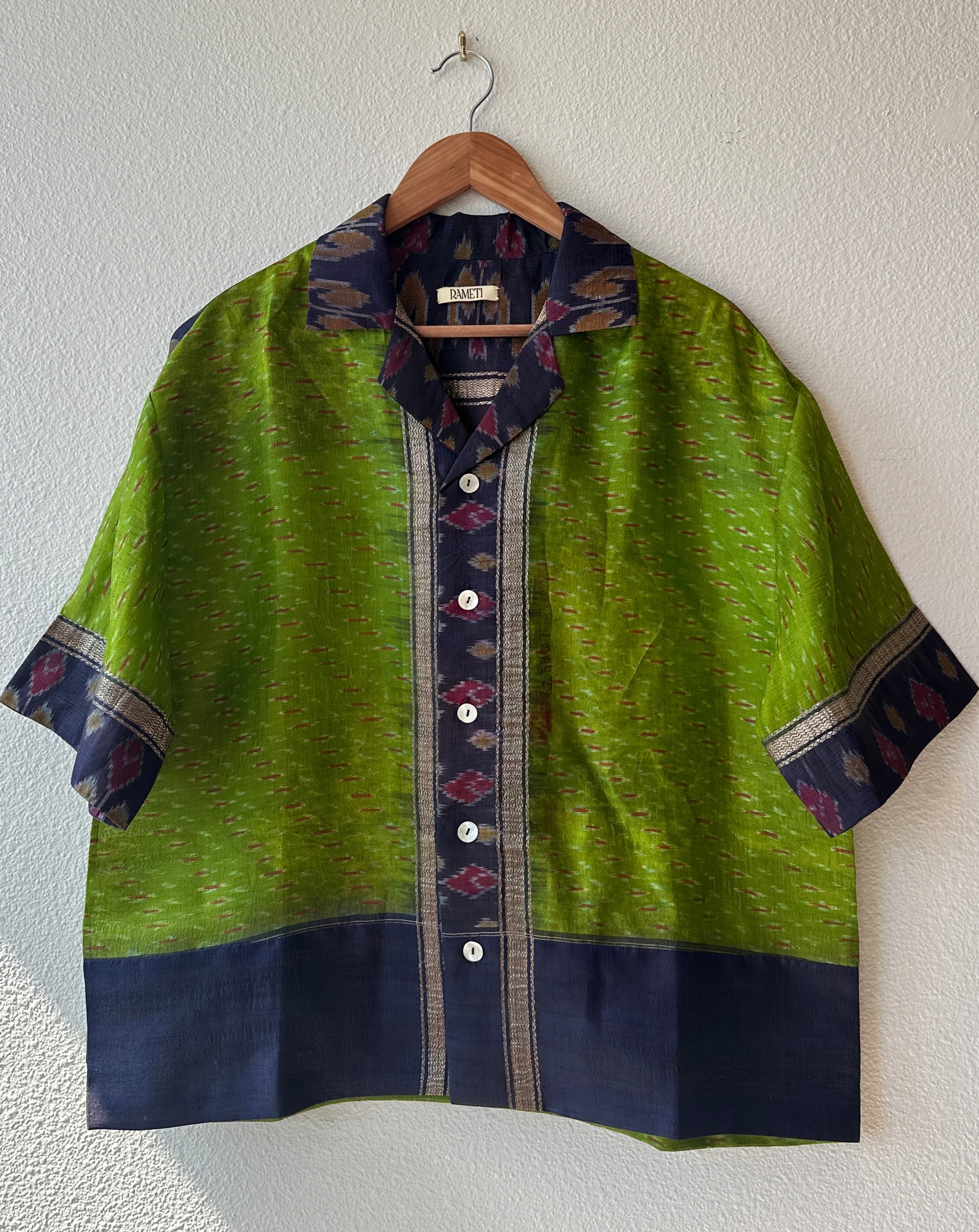 Unique Handcrafted Shirt from Vintage Ikat Sari - Rameti
