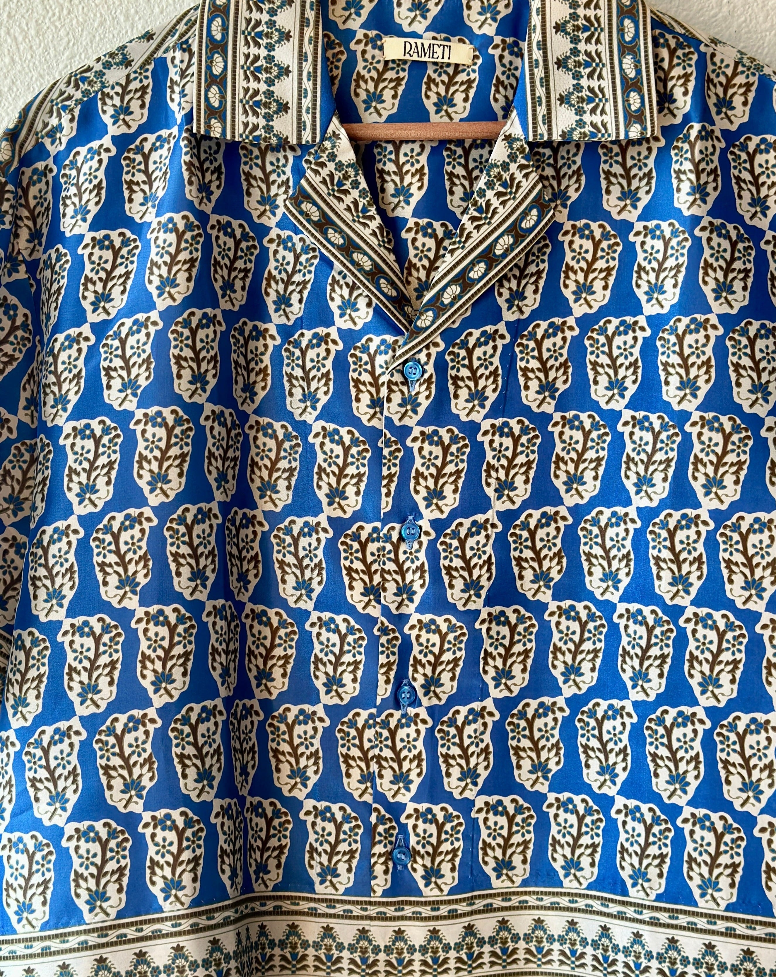 Unique Handcrafted Shirt from Vintage Block Print Sari - Rameti