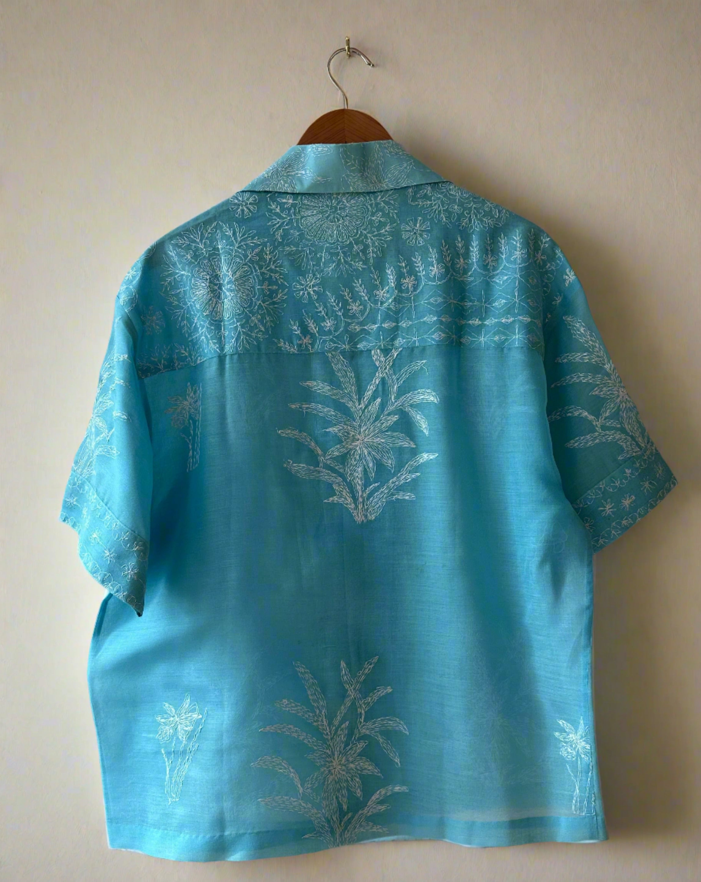 Chikankari cotton short sleeve shirt S/M - Rameti