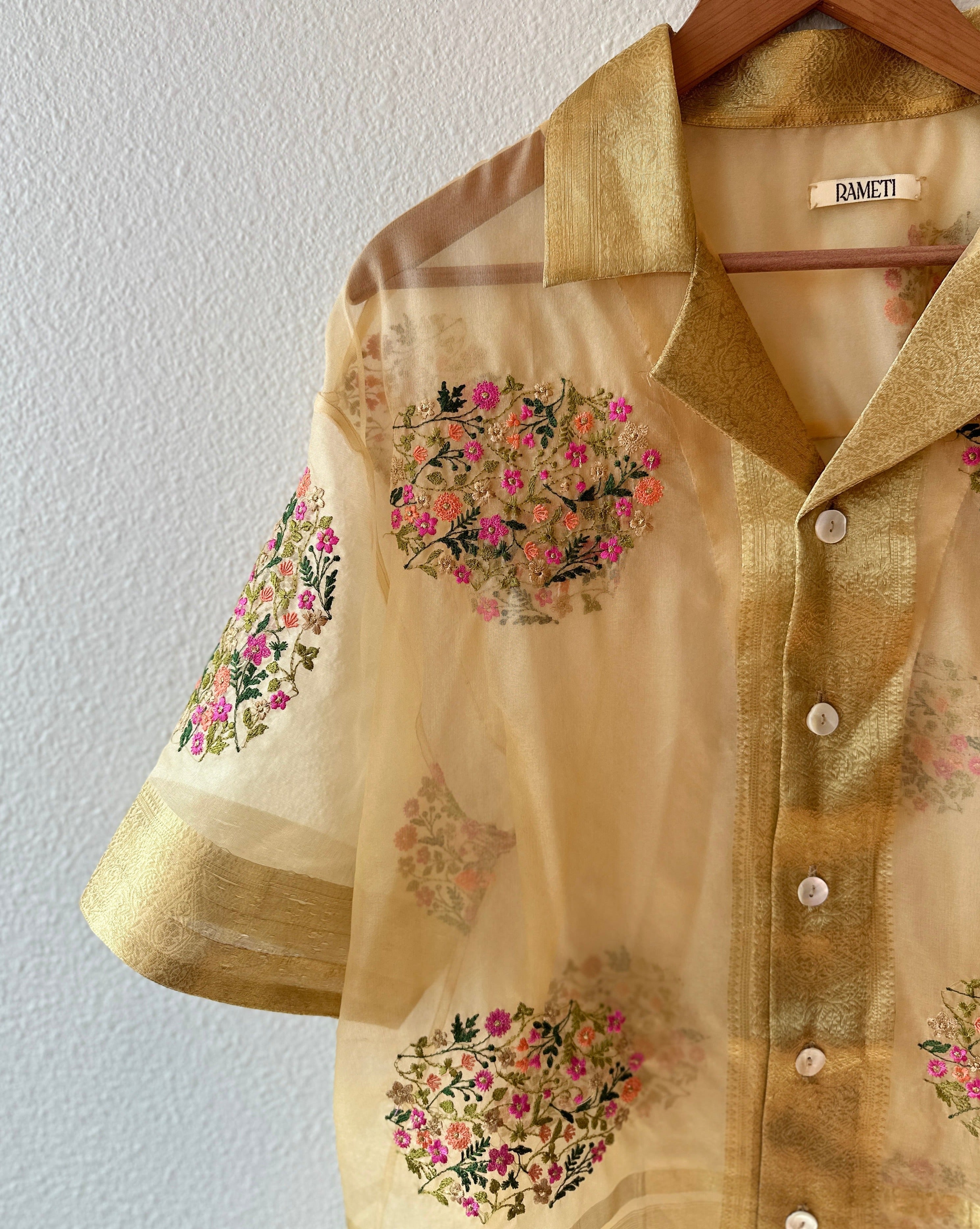 Unique Handcrafted Shirt from Vintage embriodery Sari - Rameti