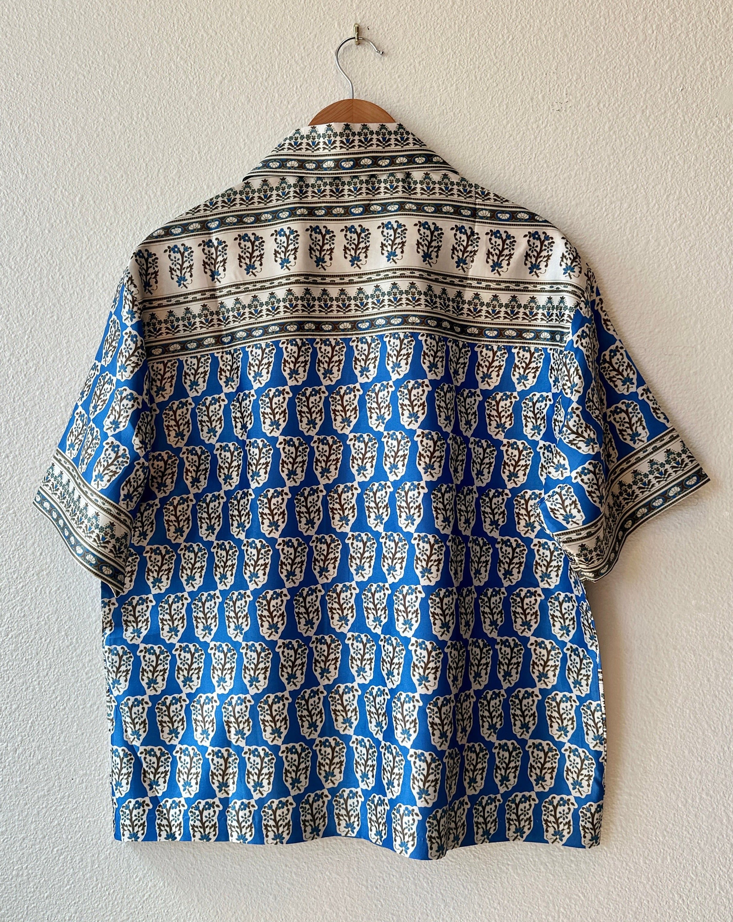 Unique Handcrafted Shirt from Vintage Block Print Sari - Rameti