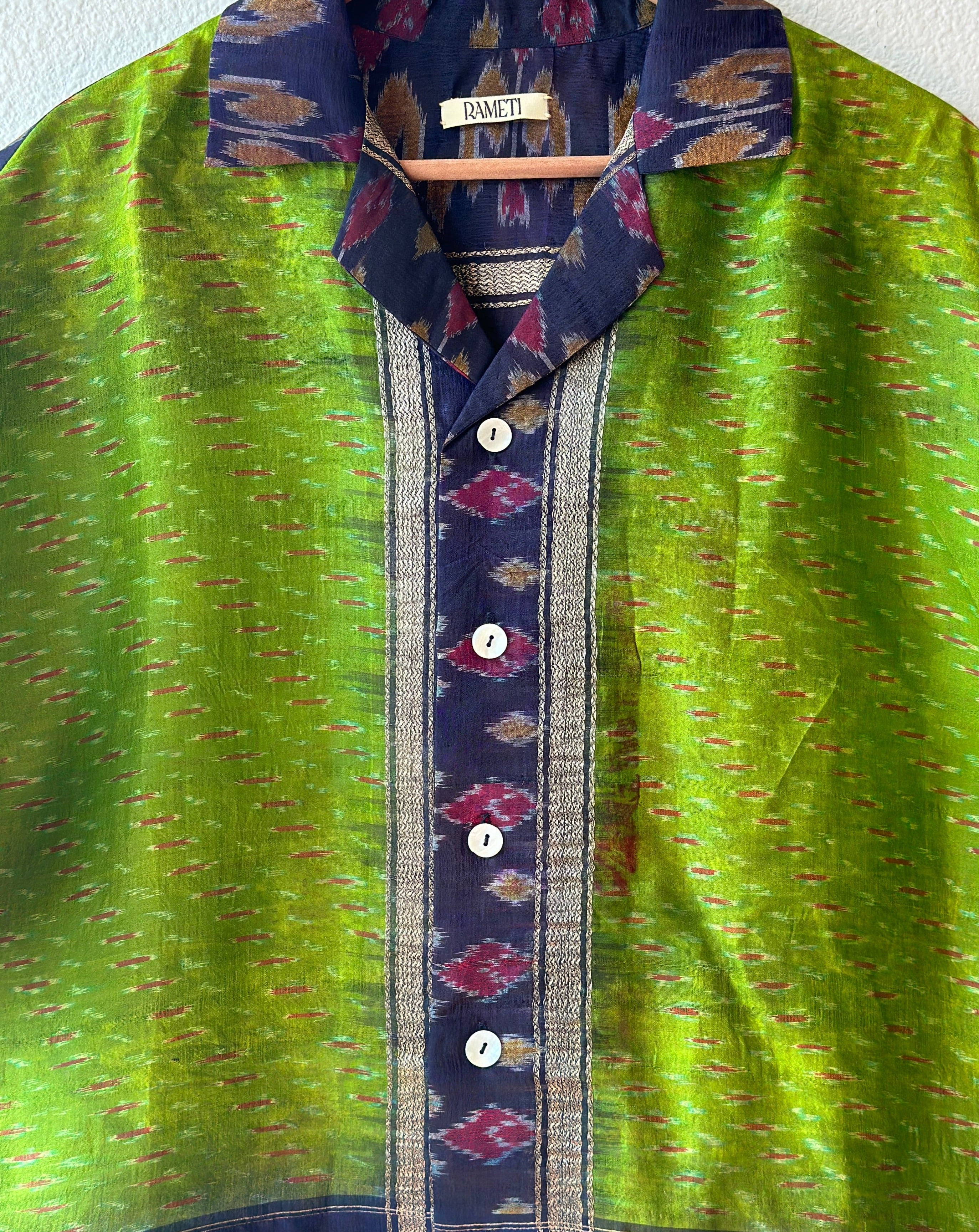 Unique Handcrafted Shirt from Vintage Ikat Sari - Rameti