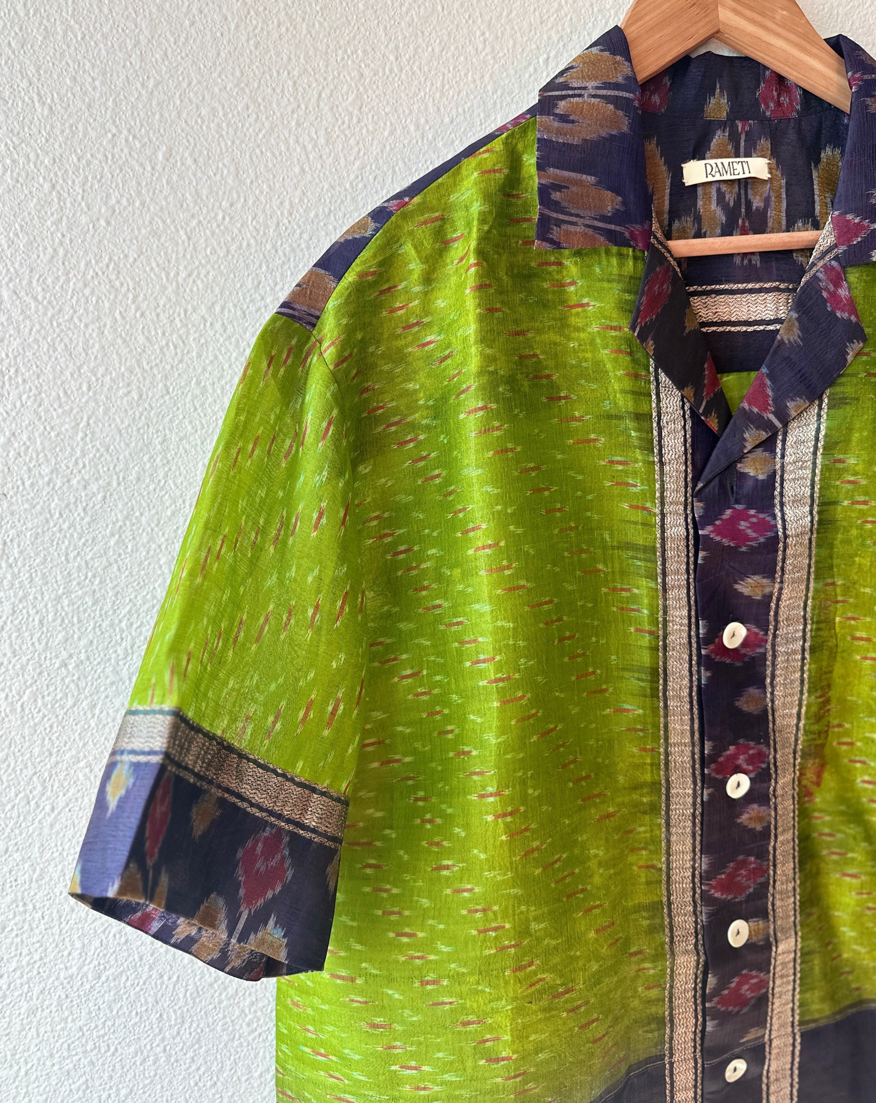 Unique Handcrafted Shirt from Vintage Ikat Sari - Rameti