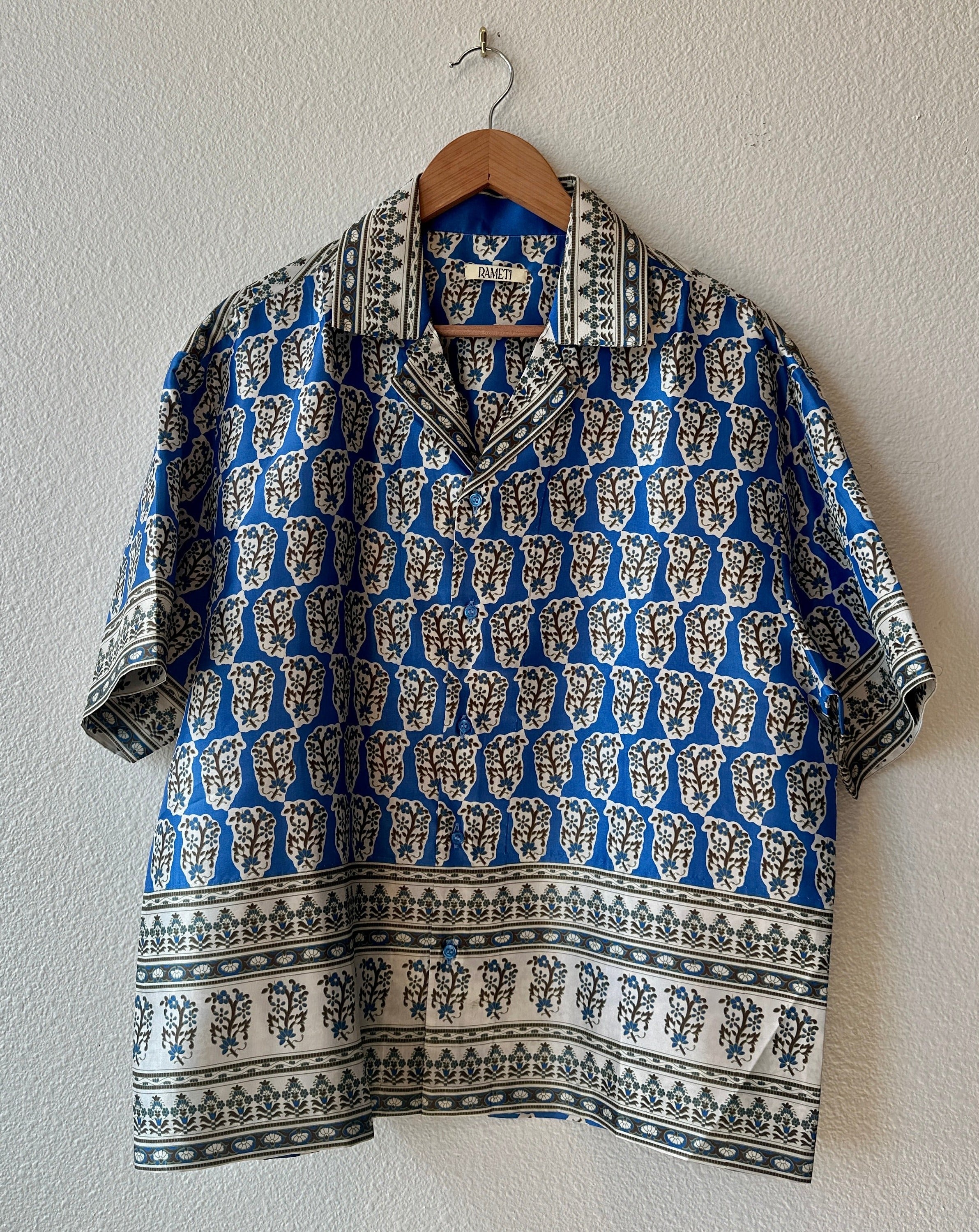 Unique Handcrafted Shirt from Vintage Block Print Sari - Rameti