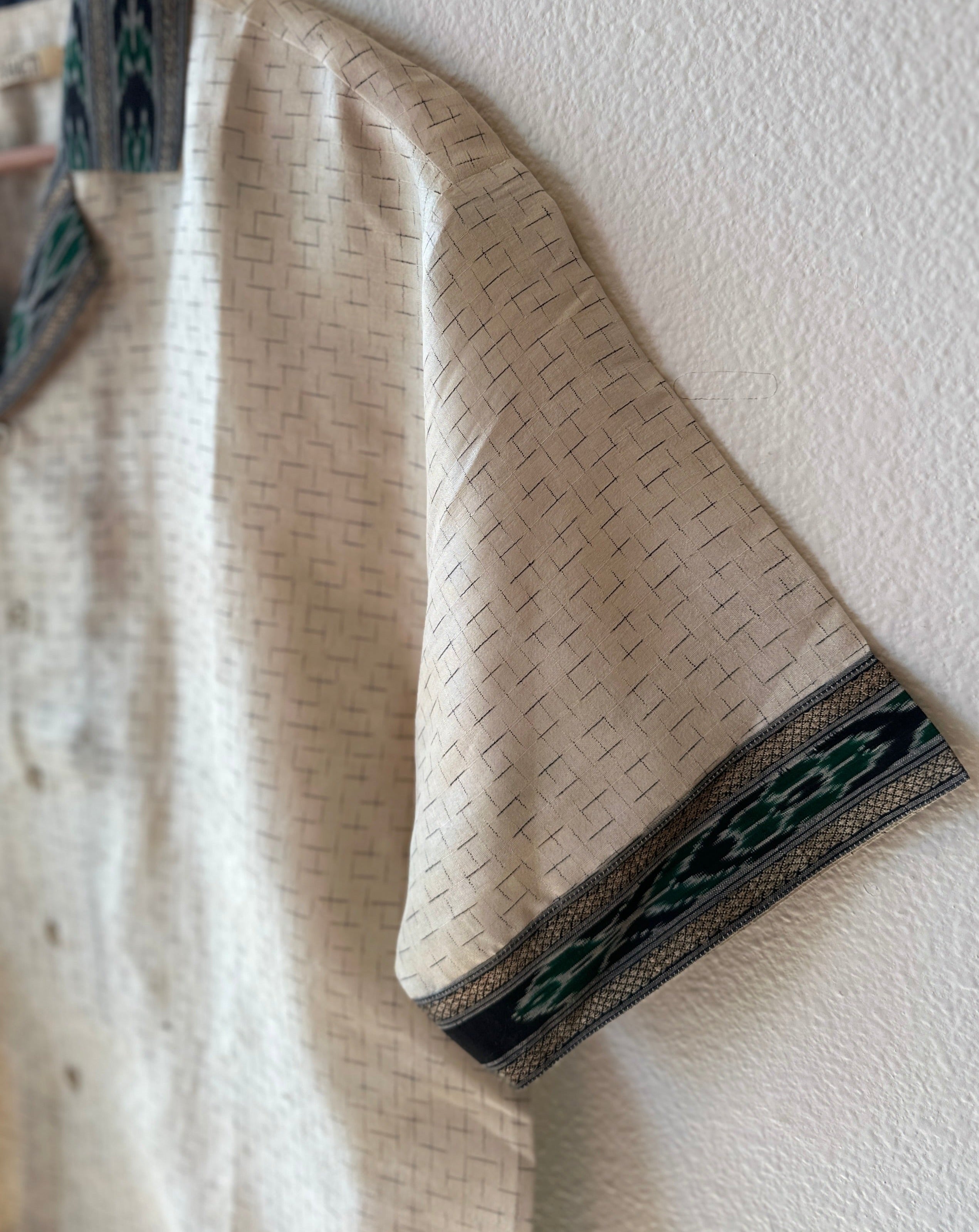Unique Handcrafted Shirt from Vintage Ikat and Block Print Sari - Rameti