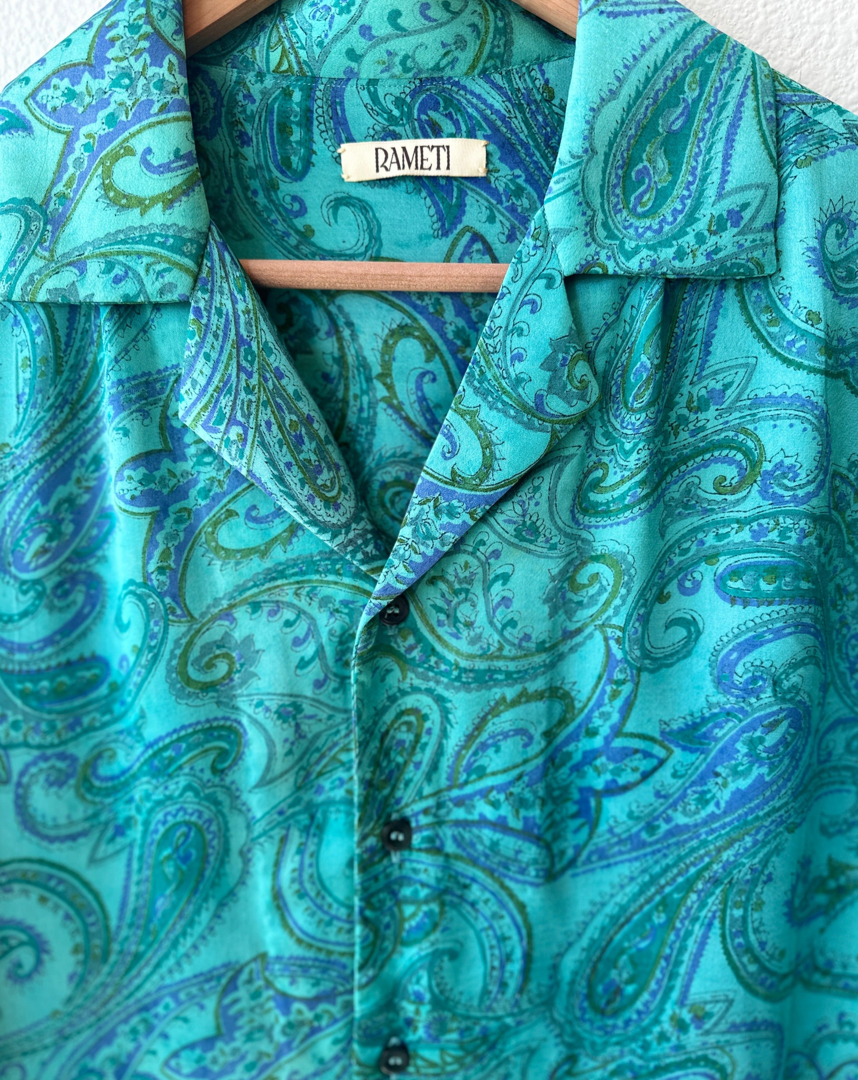 Unique Handcrafted Shirt from Vintage crepe Paisley Sari - Rameti