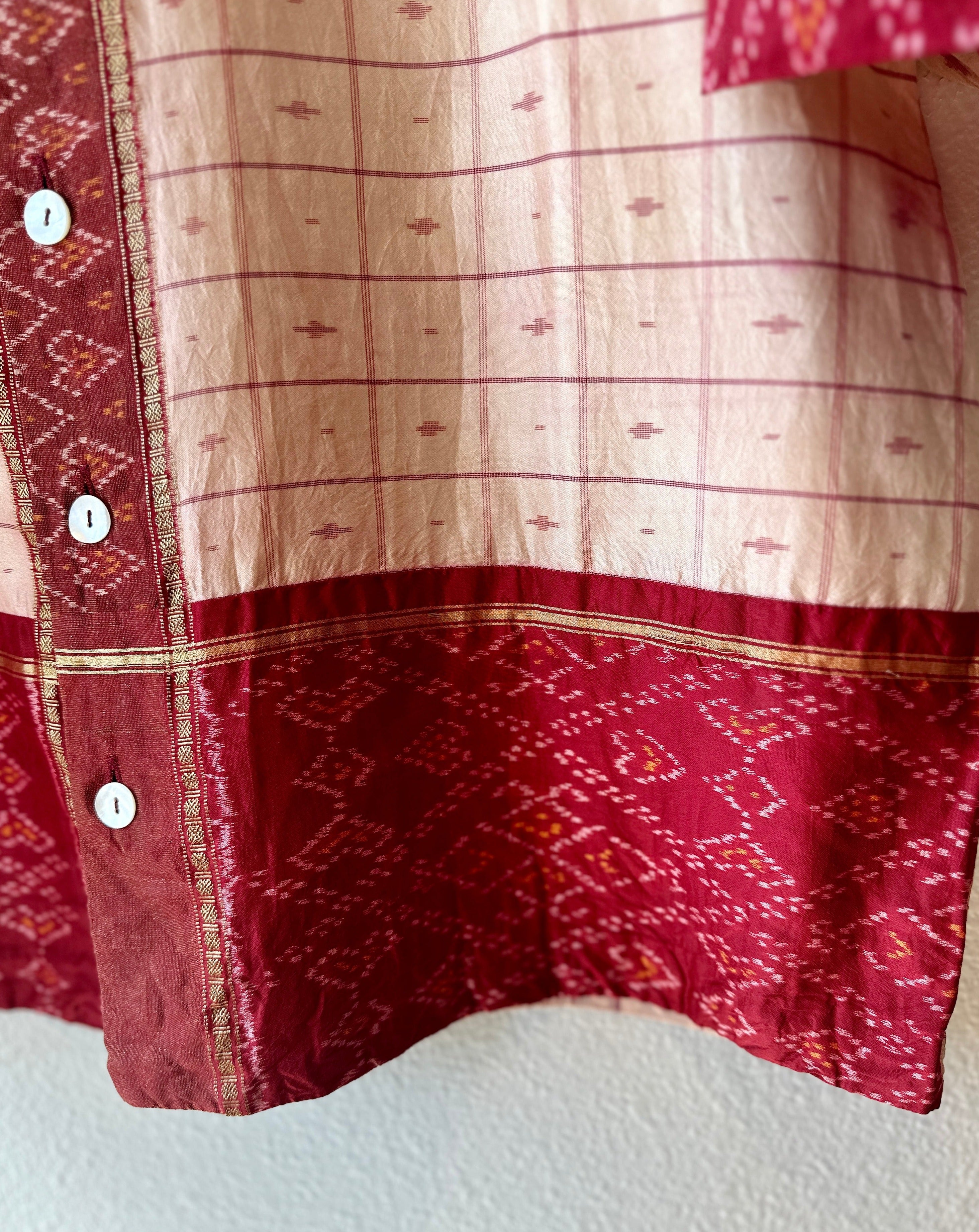 Unique Handcrafted Shirt from Vintage Ikat Sari - Rameti