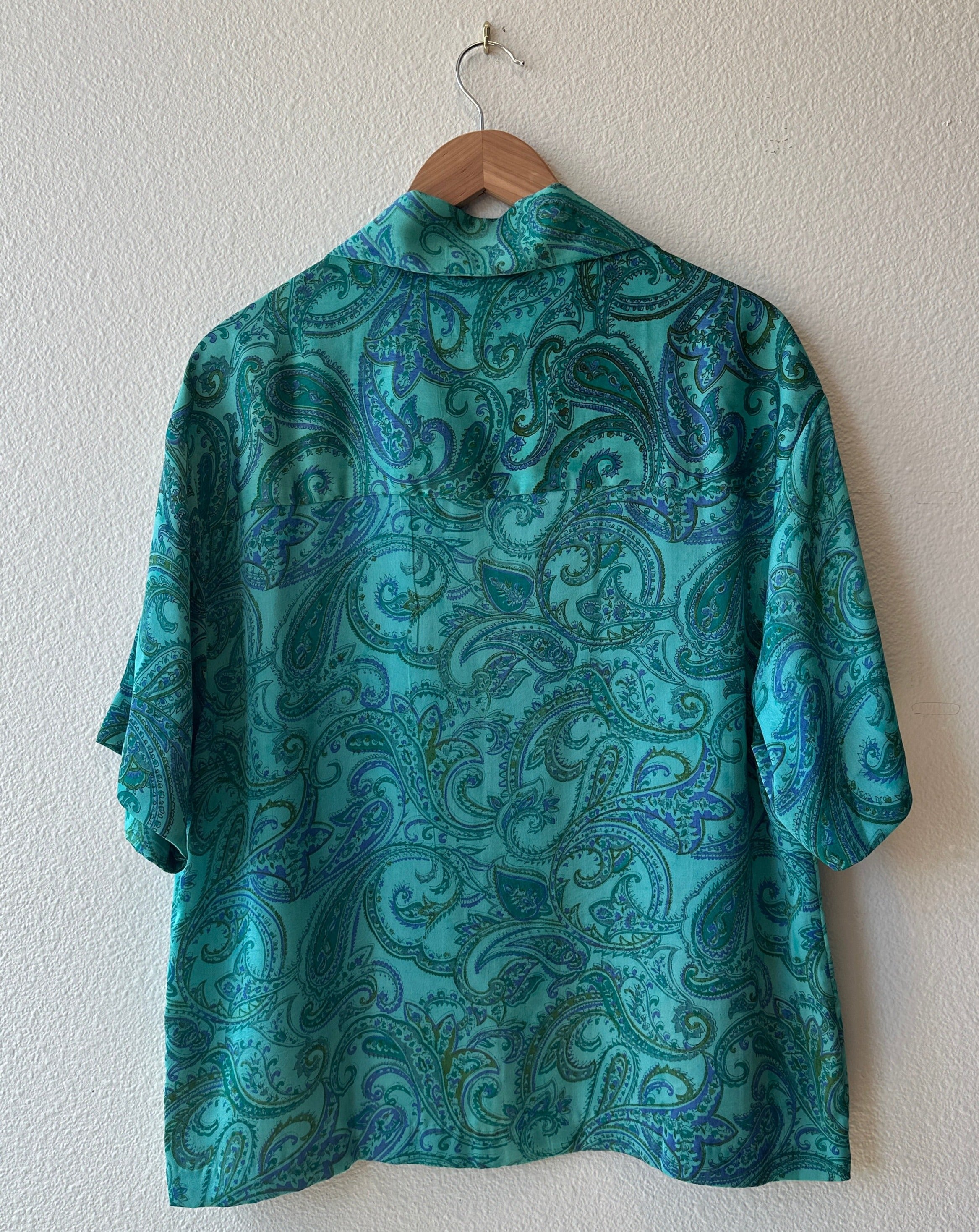 Unique Handcrafted Shirt from Vintage crepe Paisley Sari - Rameti