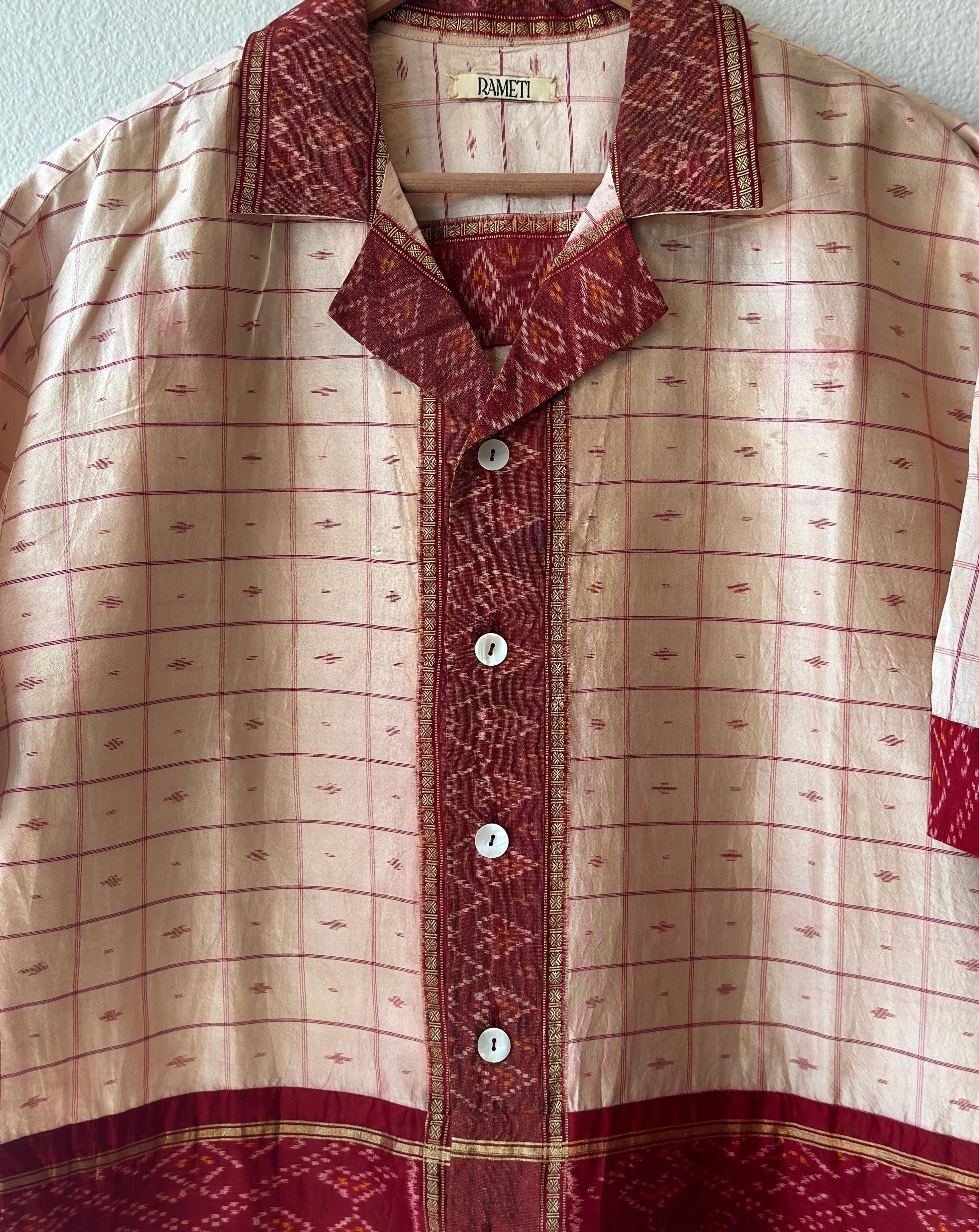 Unique Handcrafted Shirt from Vintage Ikat Sari - Rameti