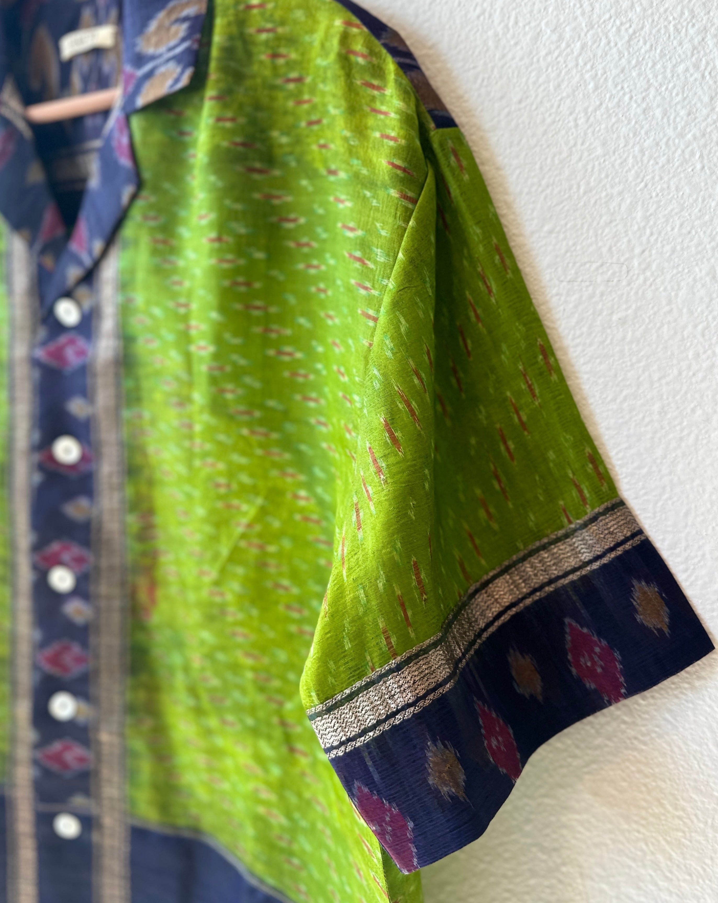 Unique Handcrafted Shirt from Vintage Ikat Sari - Rameti