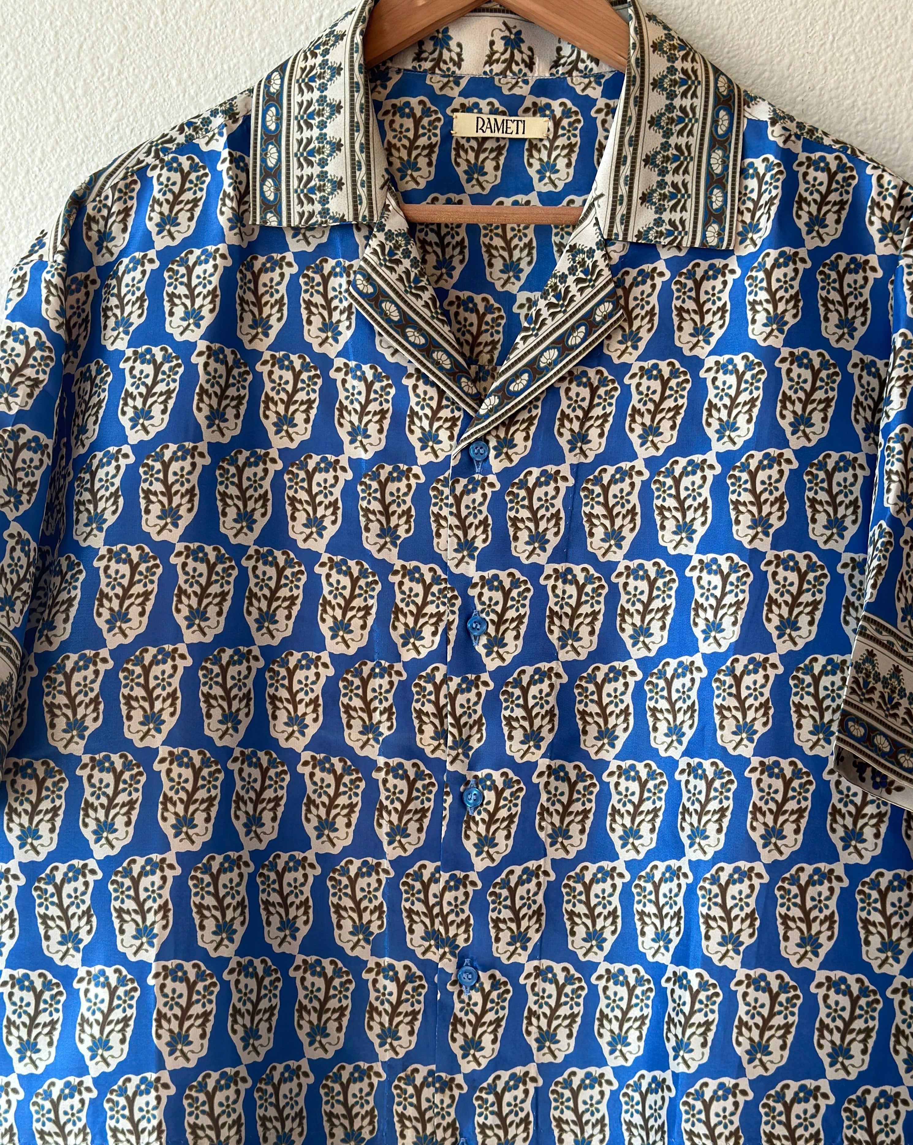 Unique Handcrafted Shirt from Vintage Block Print Sari - Rameti