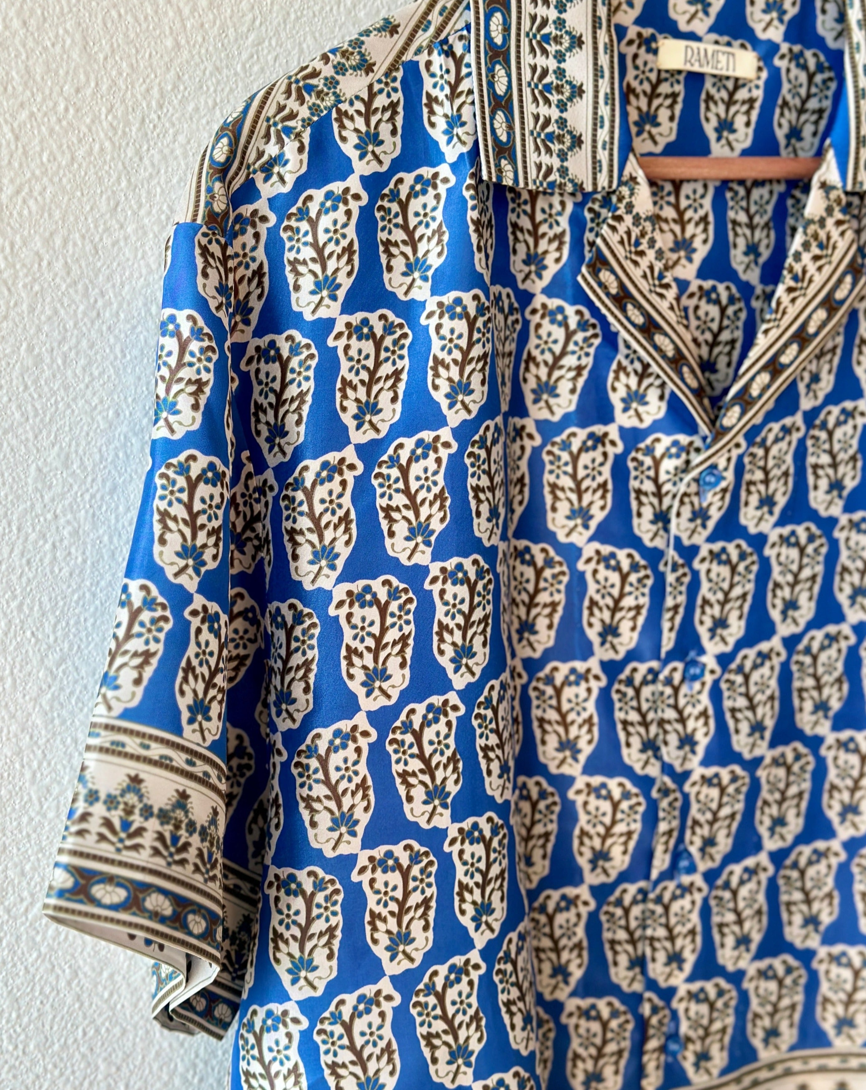 Unique Handcrafted Shirt from Vintage Block Print Sari - Rameti