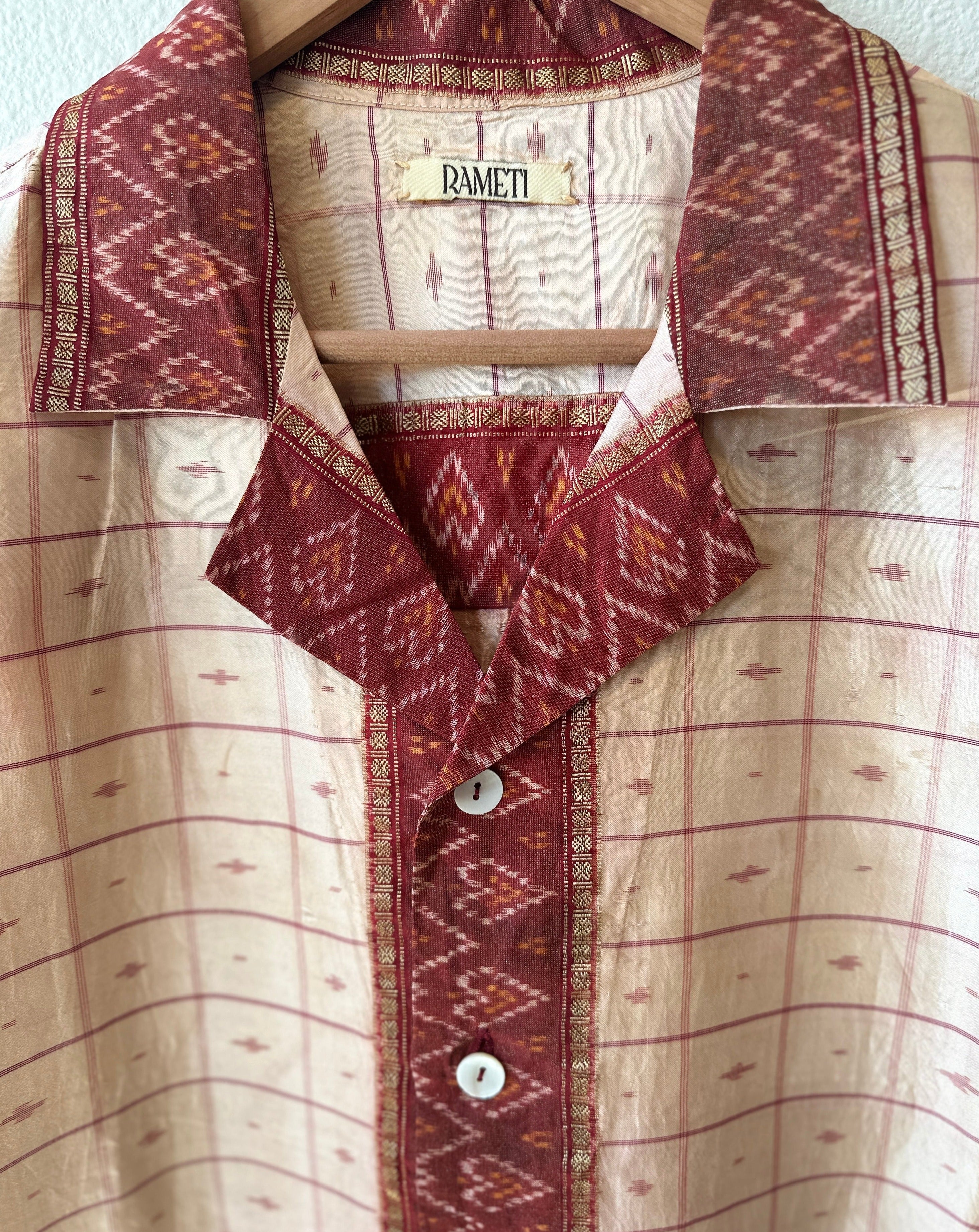 Unique Handcrafted Shirt from Vintage Ikat Sari - Rameti