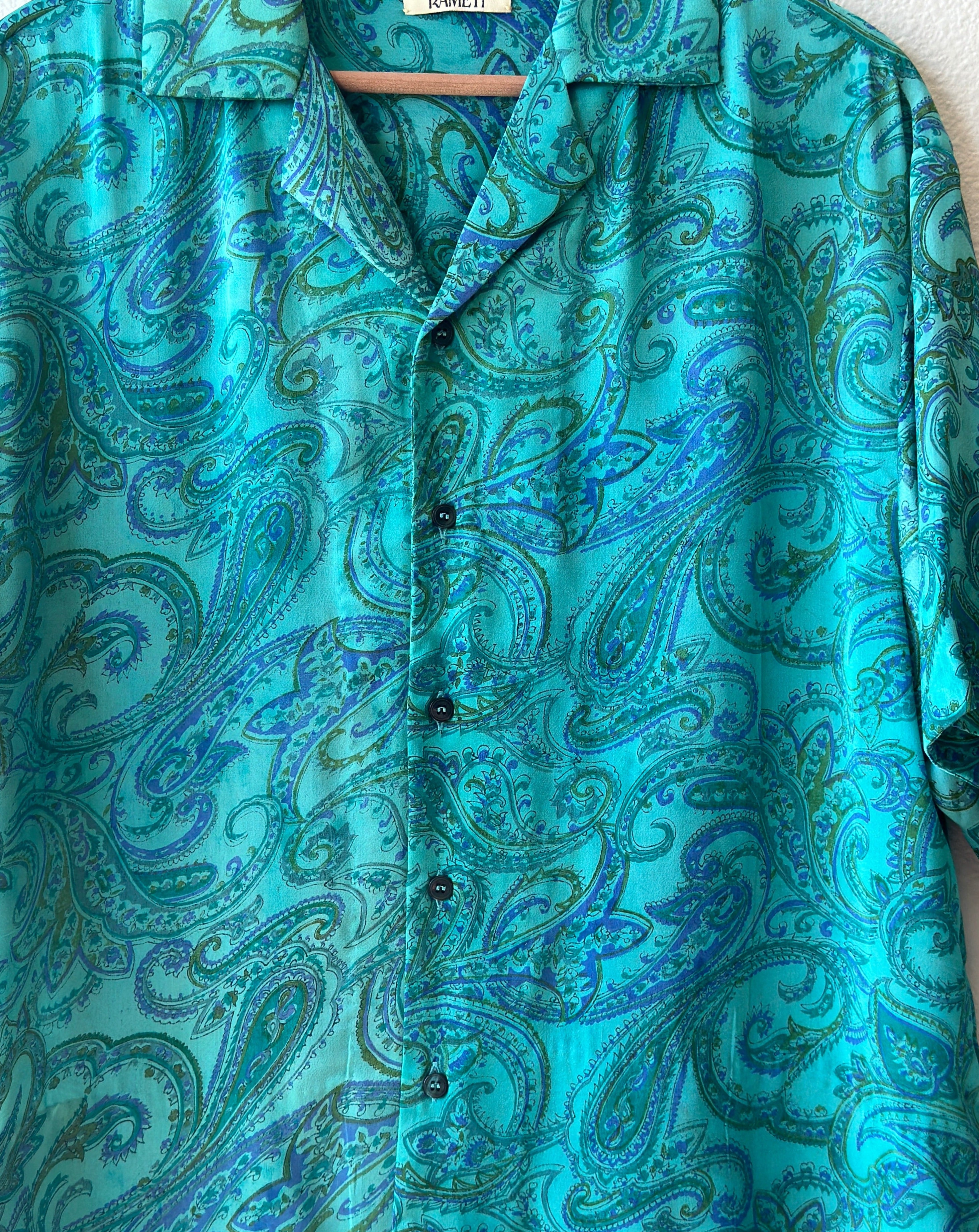 Unique Handcrafted Shirt from Vintage crepe Paisley Sari - Rameti
