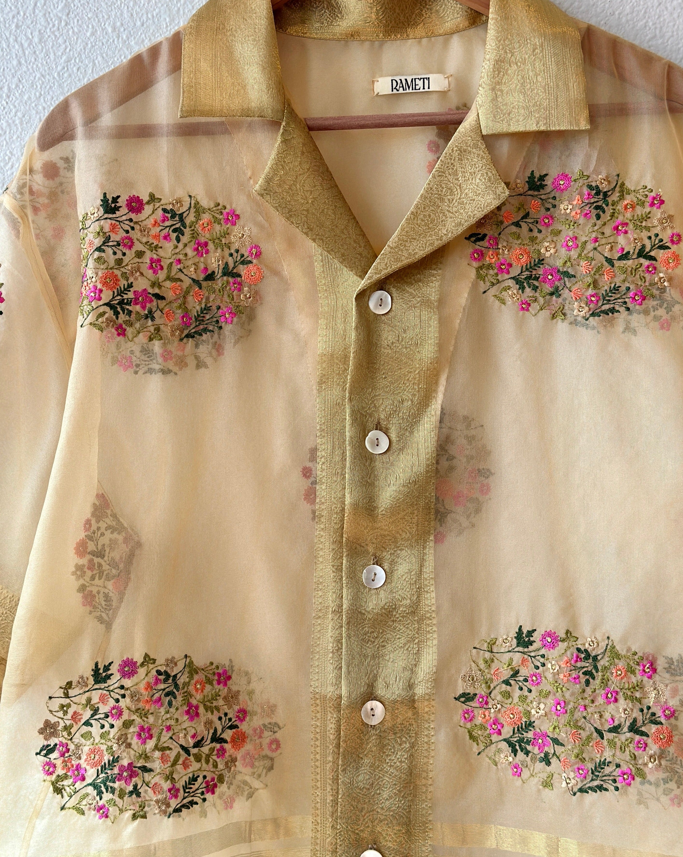 Unique Handcrafted Shirt from Vintage embriodery Sari - Rameti