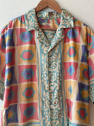 1950S Multicolor Silk Men's Shirt Made From Sari Silk
